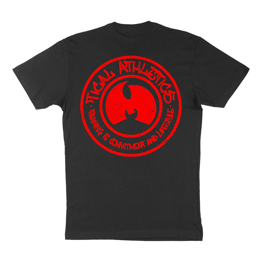 TICAL Athletics Distressed T Shirt Black and Red - Image 2
