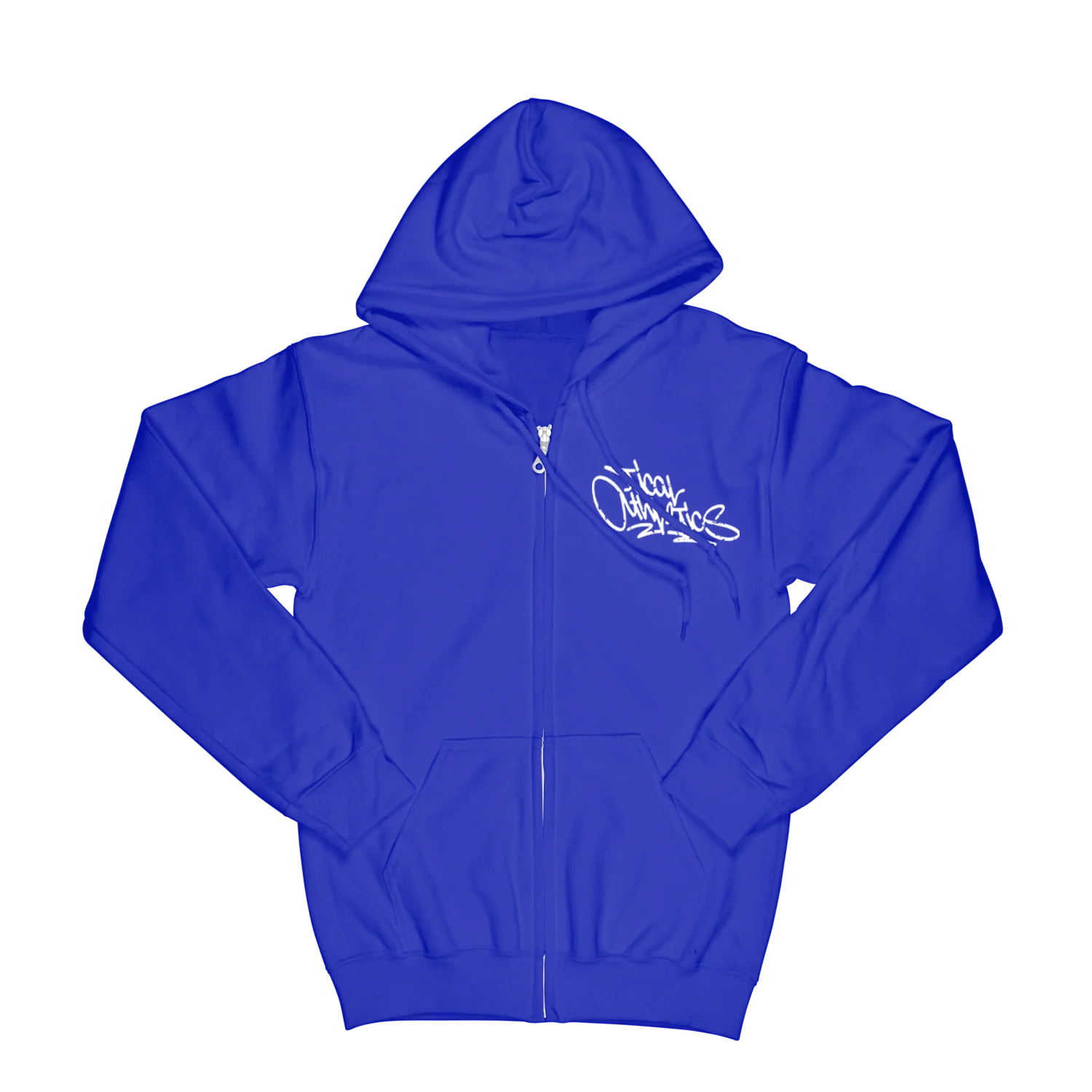 TICAL Athletics Distressed Zip Up Hoodie Royal and White - Image 3